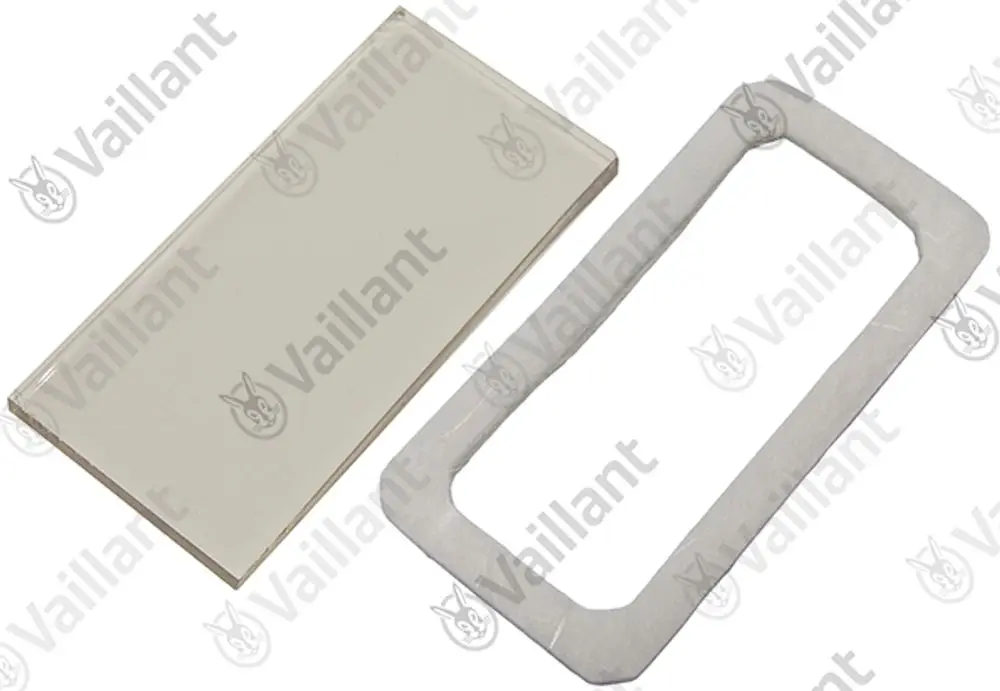 Vaillant Schauglas in rechteckiger Form mit transparentem Glas und umrandendem Metallrahmen für einen klaren Blick auf den Inhalt.